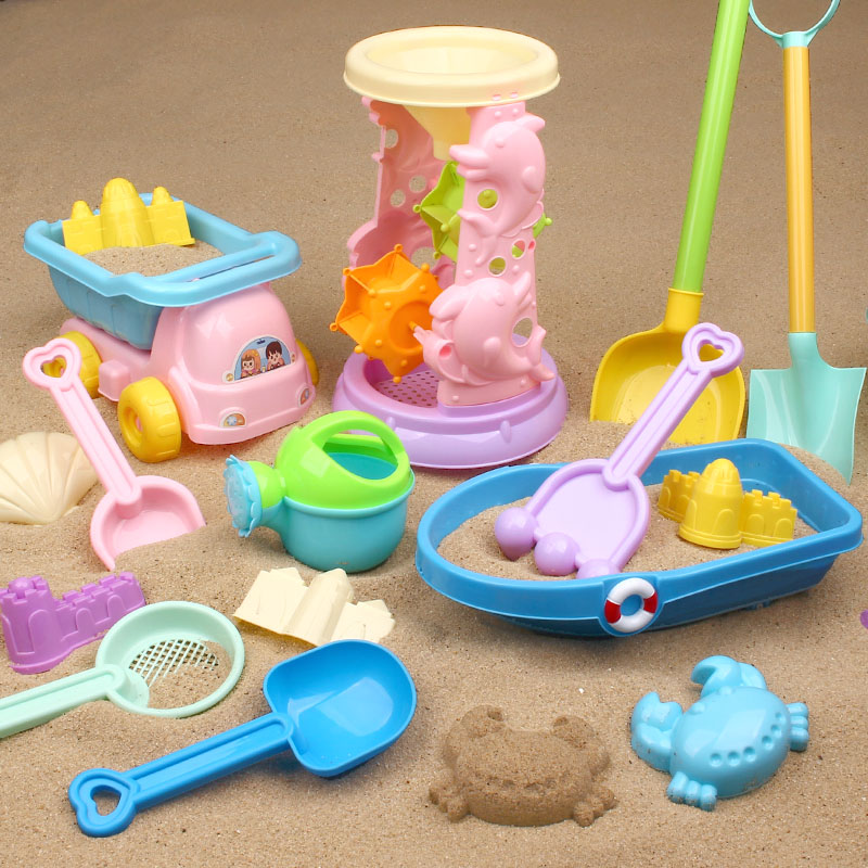 儿童沙滩玩具套装玩沙宝宝戏水沙漏花洒决明子铲子海洋沙滩桶工具