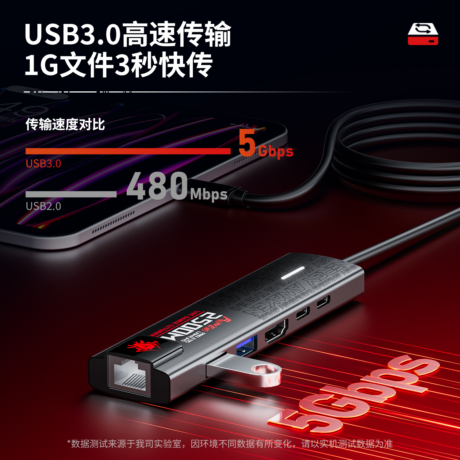 浦记扩拓展坞原力觉醒PRO版六合一转换器USB耳机TYPE千兆网口HDMI
