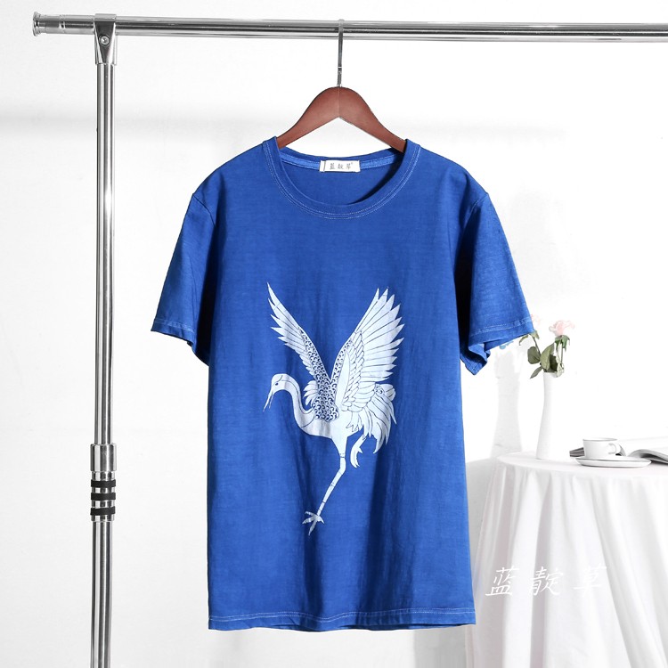 贵州蜡染T恤定制图案可定做中国风传统手工技艺植物染蓝靛草文创