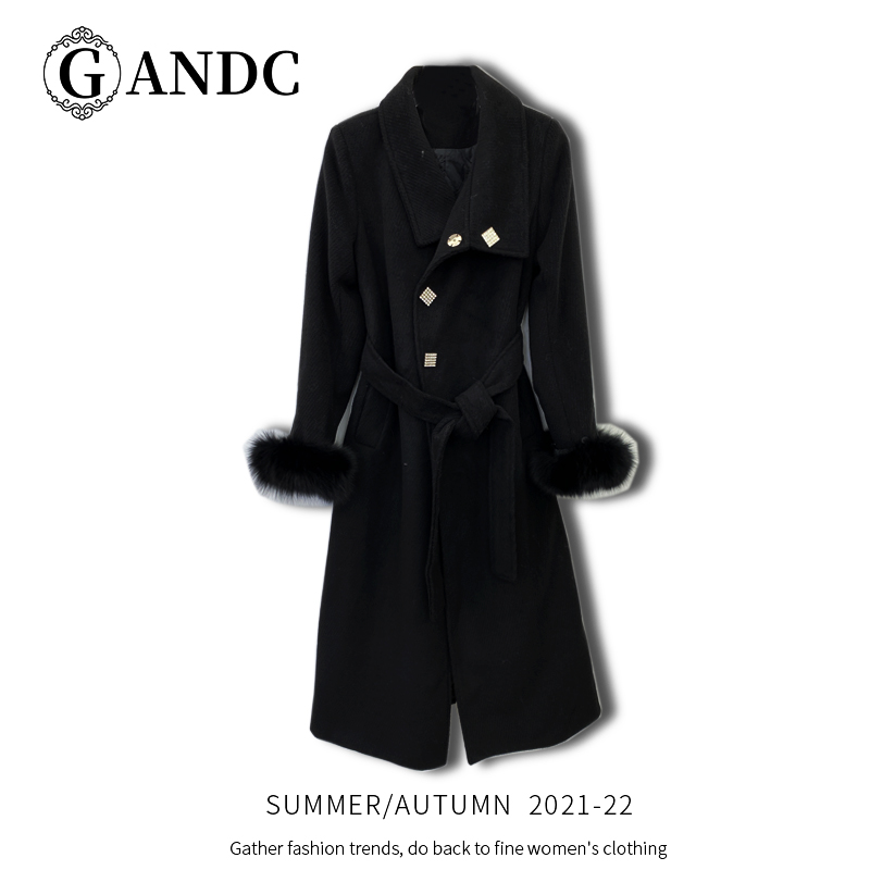 GANDC -轻奢设计师款毛呢外套中长款加厚大衣GC2021875