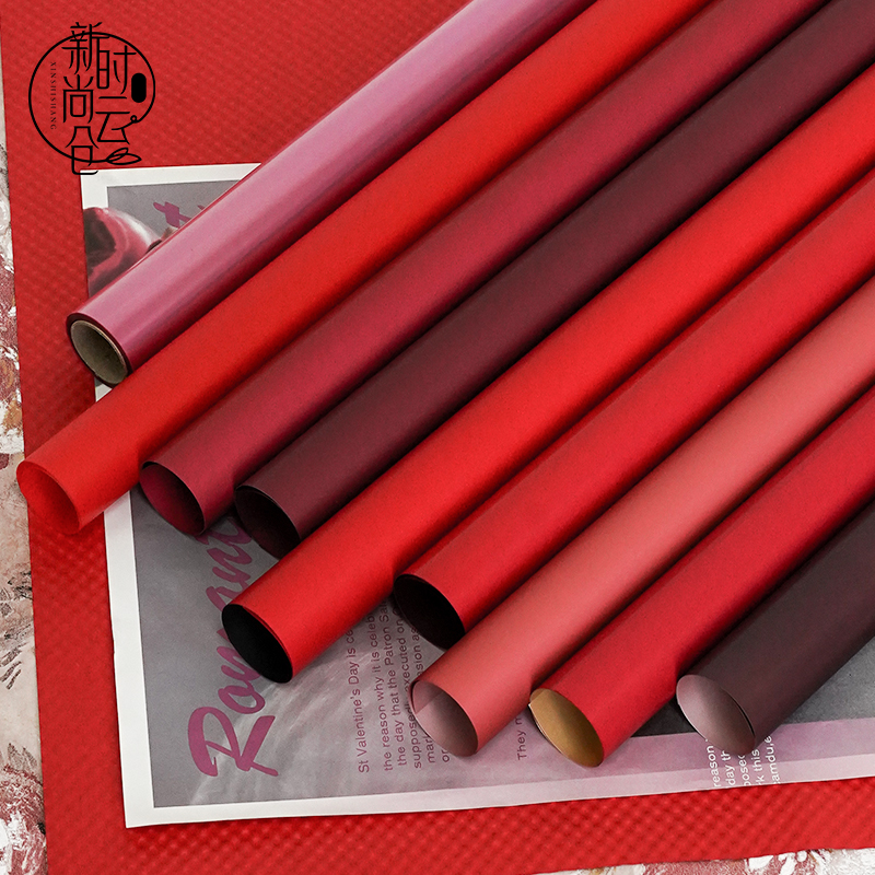 新款复古凡尔赛红色艺术纸系列包花纸防水纸风华纸喜庆红色包花系