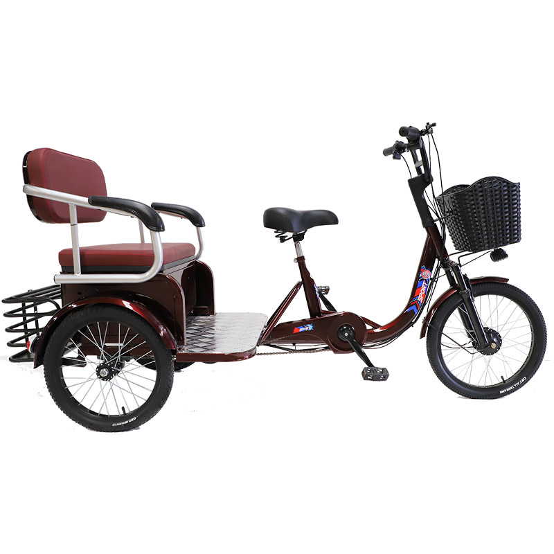 电动助力脚踏人力三轮车老年代步车加宽座椅可带2人接送孩子新品