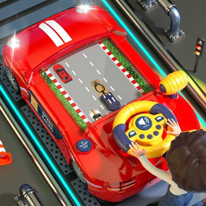赛车闯关大冒险儿童益智桌面方向盘桌面游戏机玩具躲避模拟驾驶
