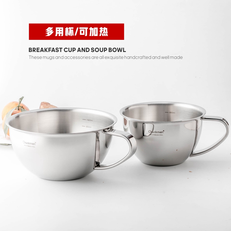 大肚打蛋麦片早餐燕麦杯不锈钢平底杯子可加热热牛奶专用大容量碗