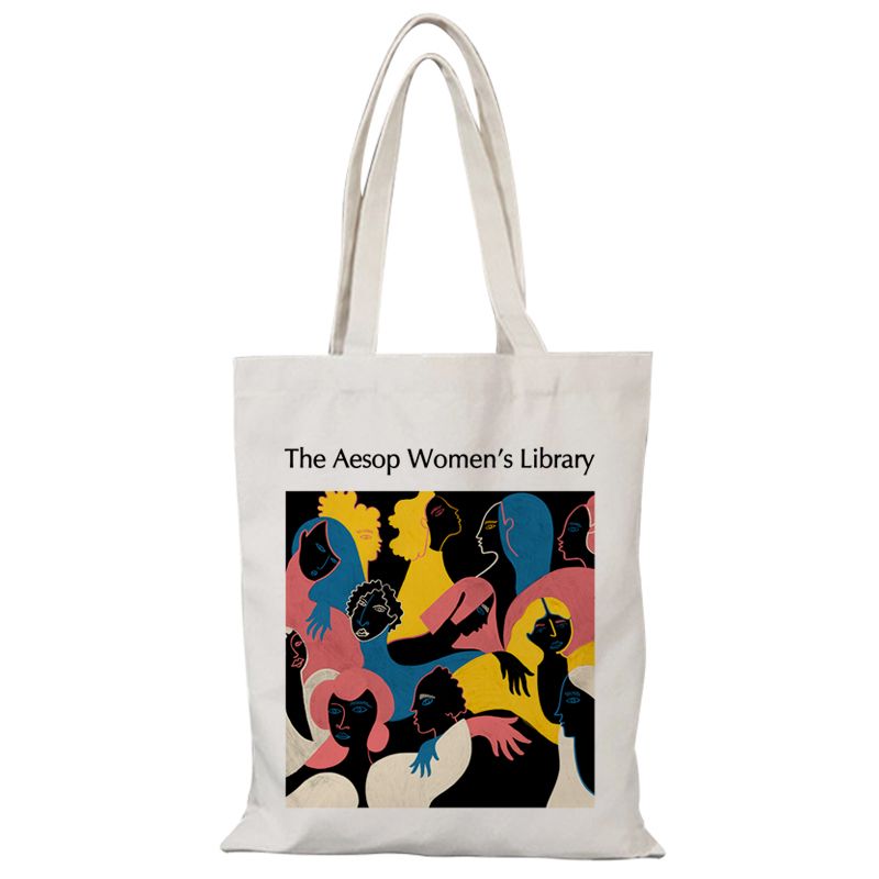 Aesop帆布包女性文学图书馆帆布袋定制大容量外出时尚环保购物袋