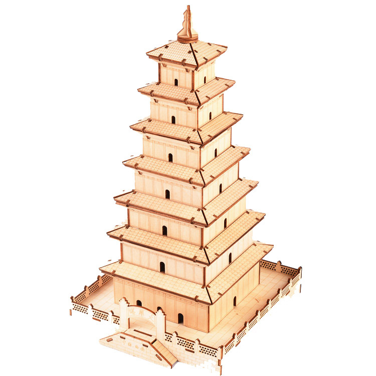 西安大雁塔-彩盒装DIY立体拼图拼板3D木质益智古风木制建筑拼装
