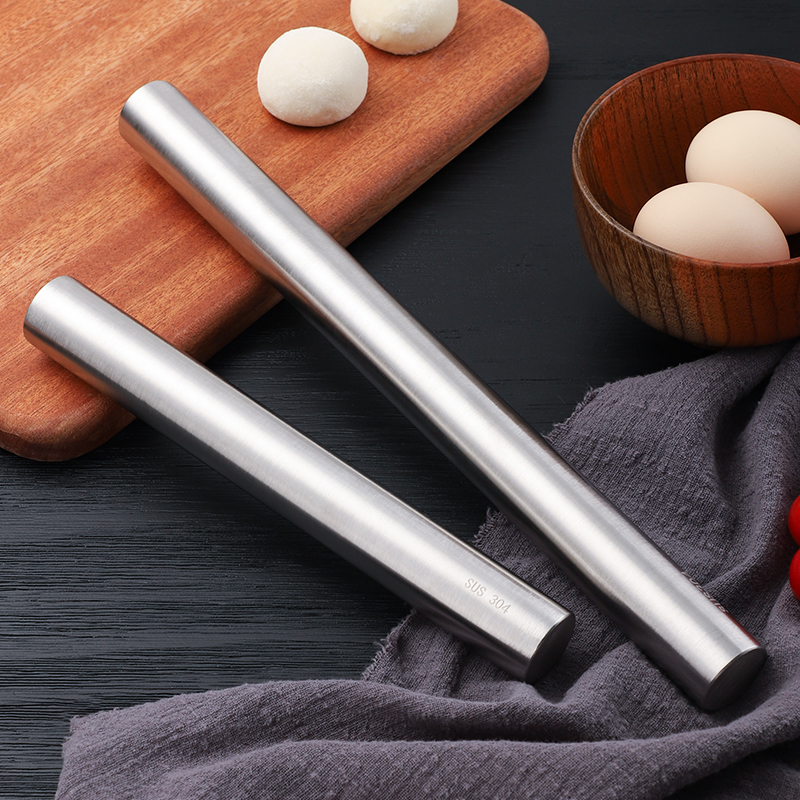304不锈钢实心擀面杖家用擀面条饺子皮专用面食烘焙工具不粘神器