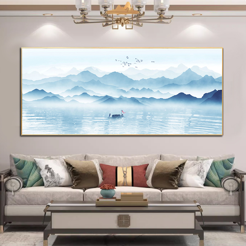 中国风砖石画2024新款客厅大气山水风景十字绣满钻高级感5d钻石绣