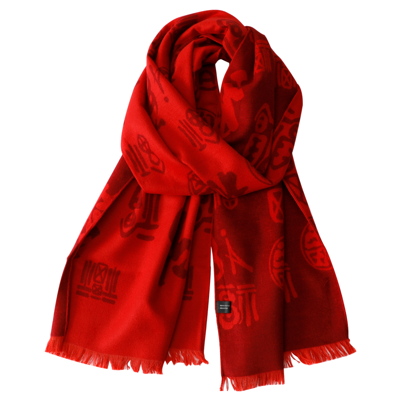 推荐中国红围巾公司年会活动会议庆典围巾定制印logo同学聚会围脖