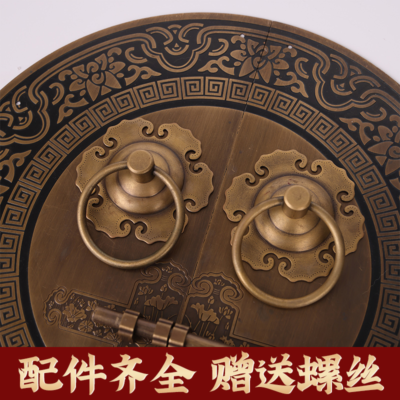 中式仿古大门纯铜拉手铜把手兽头虎头大拉环门环圆形复古木门门锁