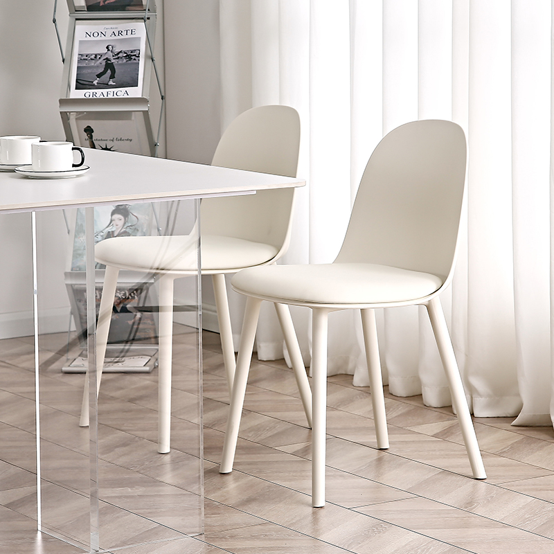 白色餐椅家用现代简约北欧塑料餐桌椅子网红轻奢小户型ins靠背凳