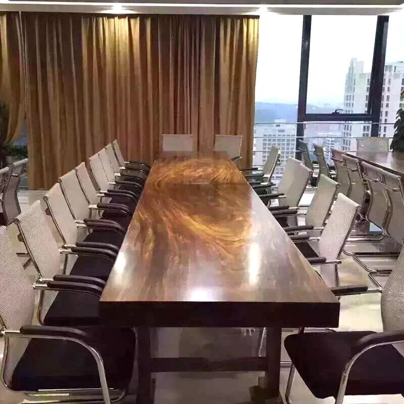 实木会议桌长桌子大板工作台办公桌桌椅组合长条桌简约现代中式
