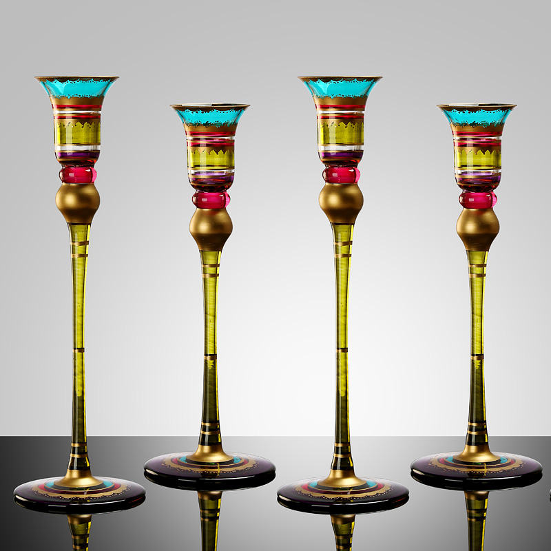 贝璃耐热印度风情玻璃烛台杯多用途高脚杯玻璃烛台水杯创意礼品