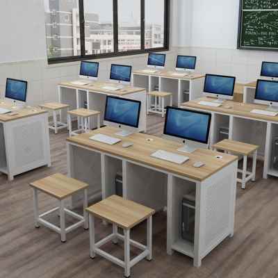 学校单人双人位电脑桌多媒体教室微机室计算机房台式翻转课桌讲台