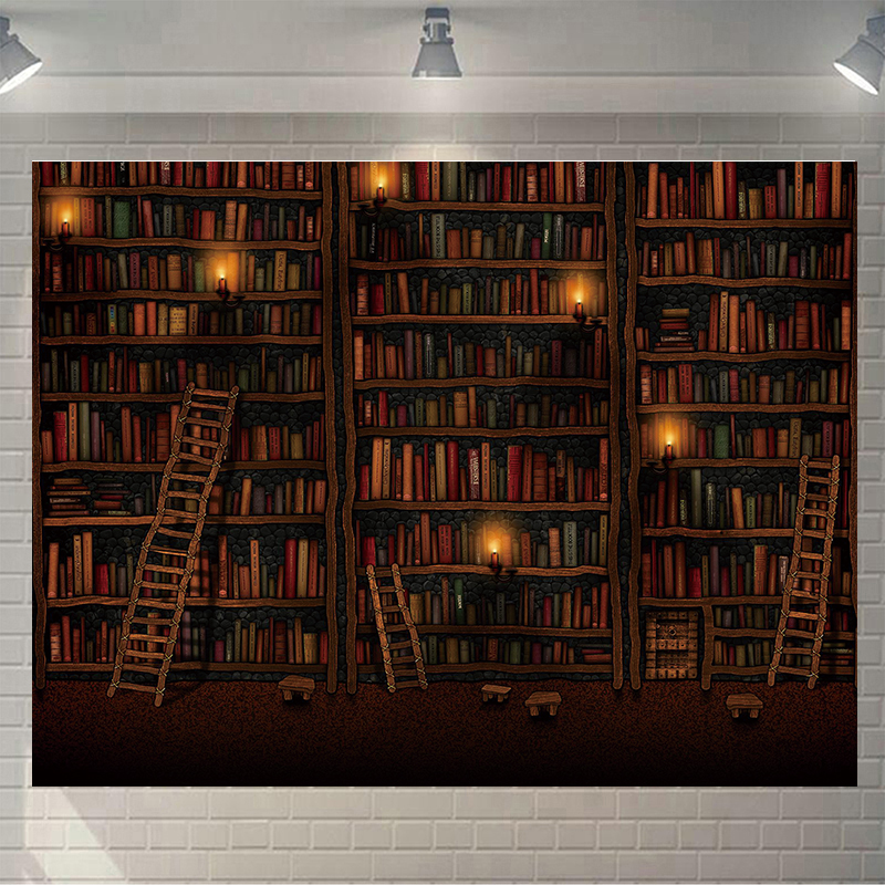 新品书架装饰无缝壁布大型书房壁纸图书馆壁画客厅拍照直播背景墙