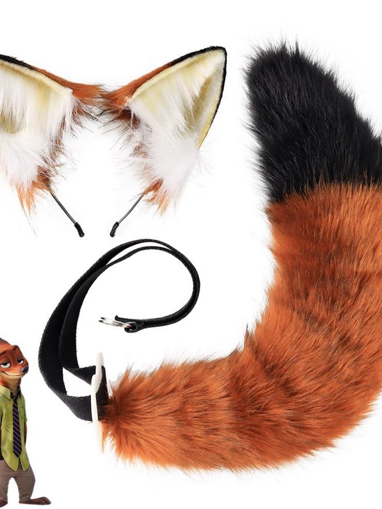 兽装全套疯狂动物城尼克狐狸套装耳朵发箍真狐狸尾巴cos漫展道具