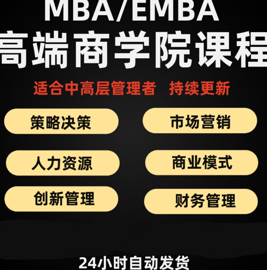 MBA企业管理视频课程EMBA市场营销战略创新财务管理课商学院教程