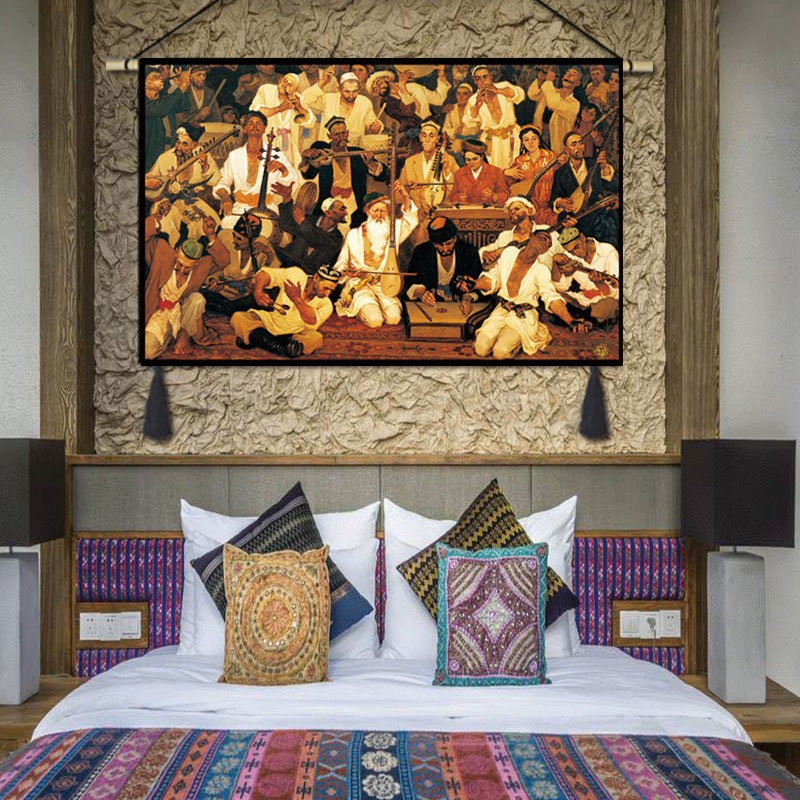 新疆民族风特色装饰背景墙艺术挂布挂毯文艺餐厅卧室客厅布艺挂画
