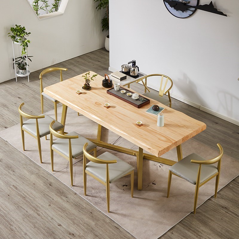 铁艺实木茶桌椅组合简约现代小户型茶几工业风茶台家用轻奢泡茶桌