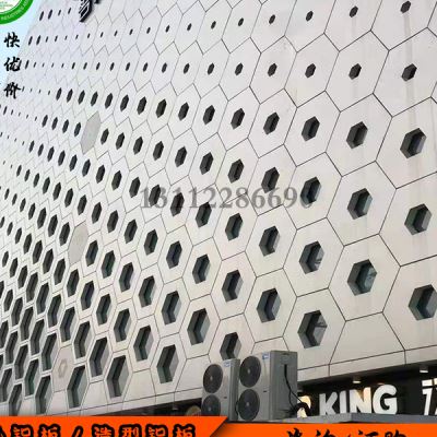 新品图书馆外墙造型冲孔铝单板大小圆孔艺术幕墙白色氟碳漆带孔铝