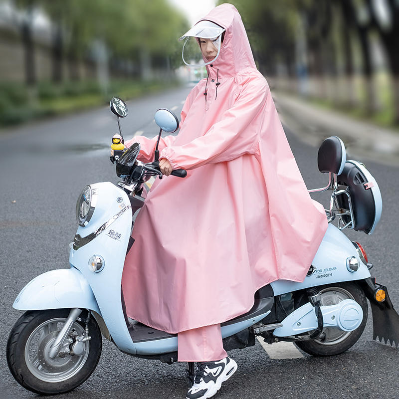 自行车电动电瓶车雨衣女单人长款全身防暴雨加大加厚新款学生雨披
