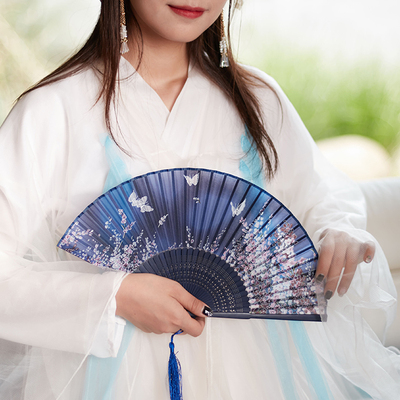 古风中国风杭州旗袍便携折叠随身小扇子女式扇夏季古典折扇舞蹈扇