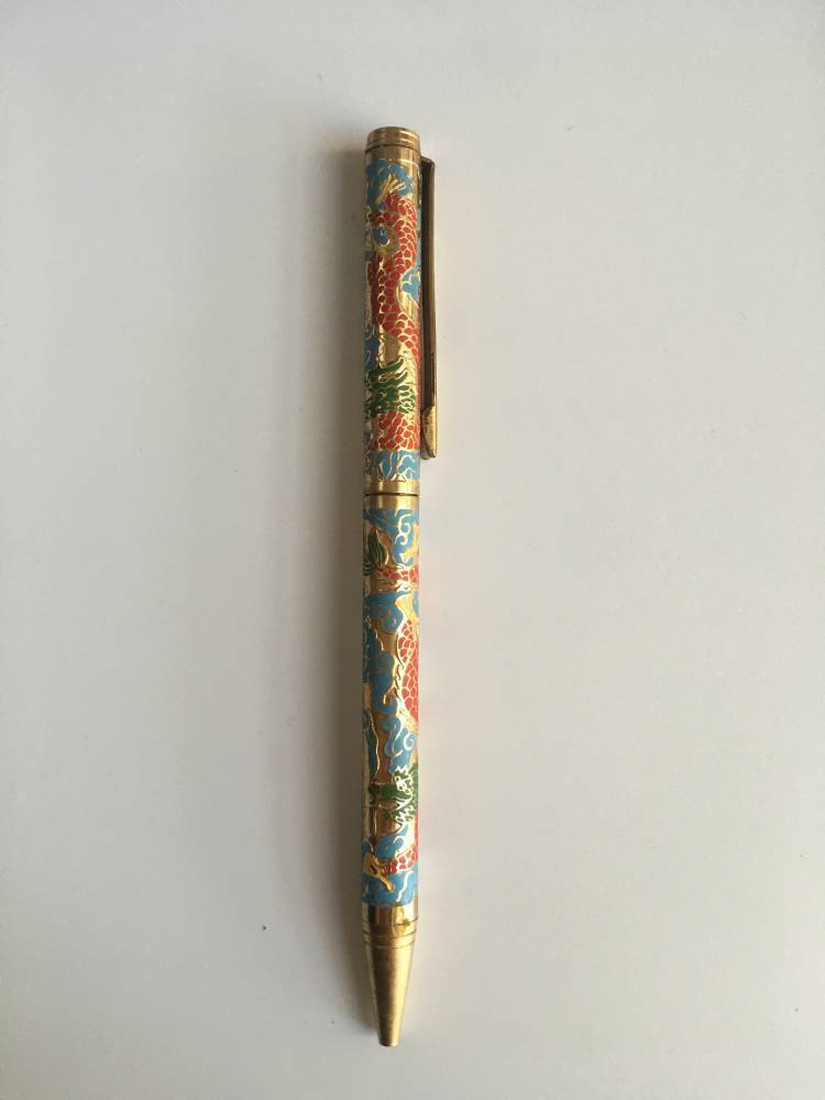 …08c90年代老北京景泰蓝磨光圆珠笔1个库存旧藏文玩艺术收藏