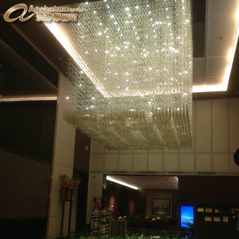 非标酒店工程灯具艺术琉璃装饰灯叶片透明水滴玻璃吸顶灯