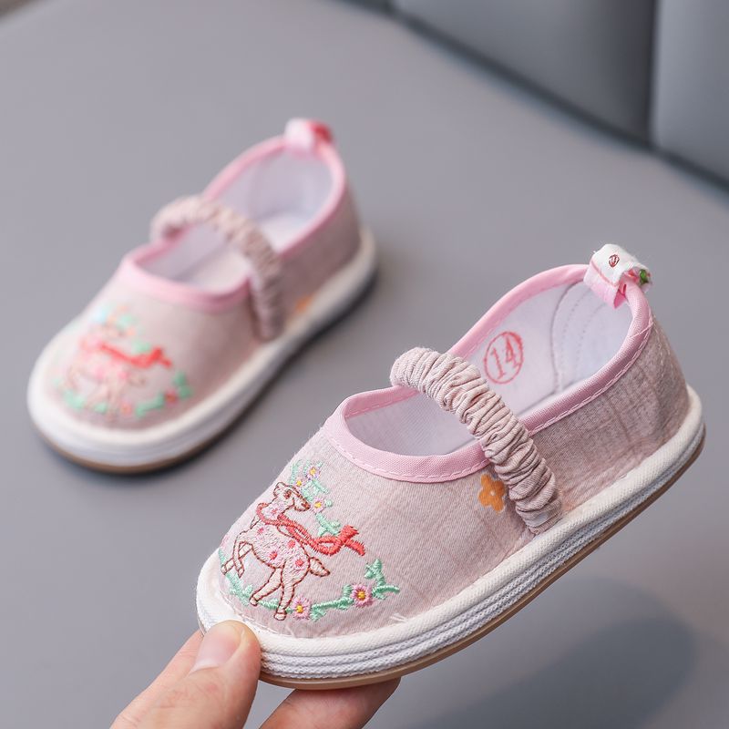 女童绣花鞋中国风儿童汉服鞋子1-5岁宝宝婴儿手工千层底布鞋古装