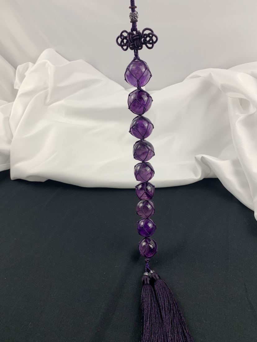 天然水晶球挂件紫水晶球摆件九紫运九星连珠挂件家宅商铺吉祥挂件