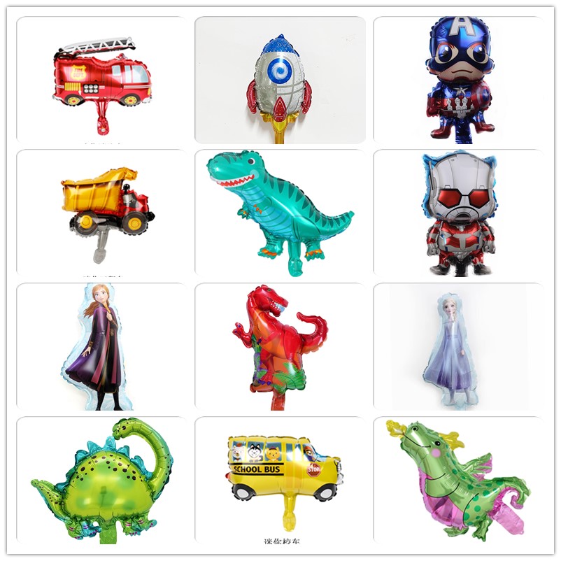 迷你爱莎安娜汽车恐龙宇航员霸王龙队长卡通铝膜可爱气球儿童玩具