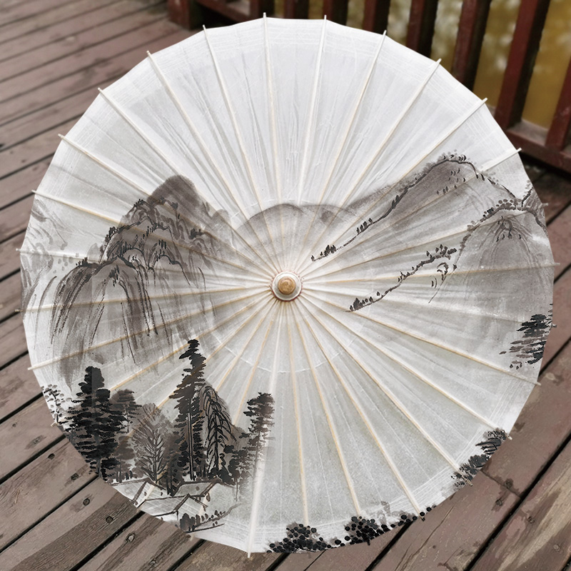【山水】油纸伞复古女古风防雨防晒实用装饰道具纯手工桐油长柄伞