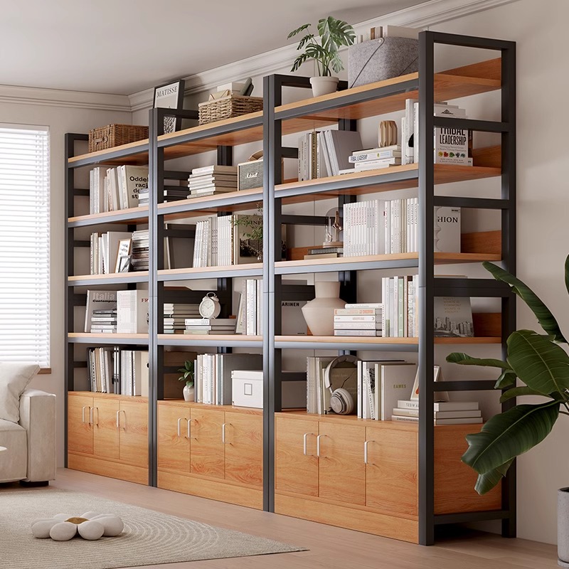 书架置物架落地家用客厅一体靠墙收纳架子图书馆展示柜简易书柜子