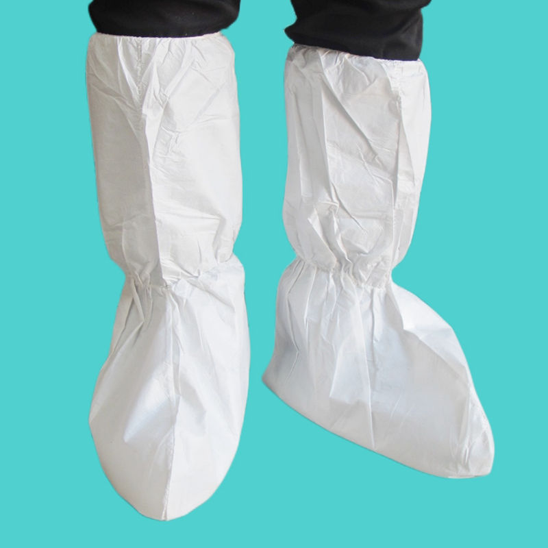 白色靴套一次性无纺布透气膜防护鞋套加长耐磨防滑高筒实验养殖业