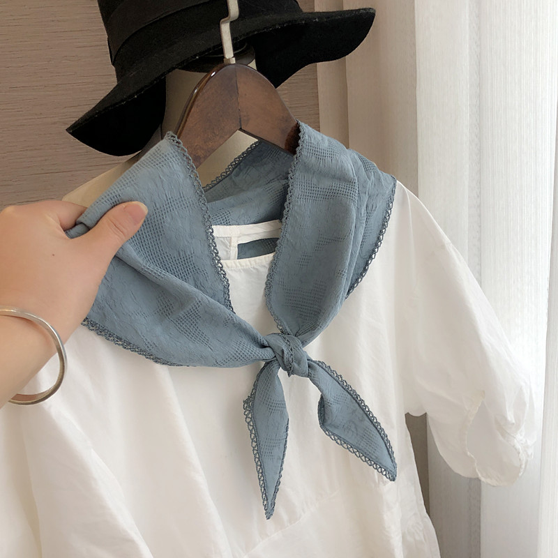 日系新款围巾装饰护颈纯棉头巾三角巾女时尚搭配T恤卫衣衬衫领巾