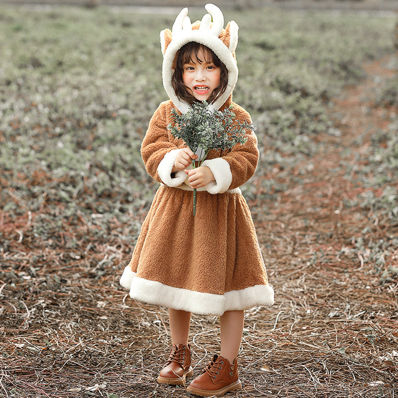 圣诞节儿童服装圣诞主题衣服女童派对演出服圣诞小鹿麋鹿连衣裙