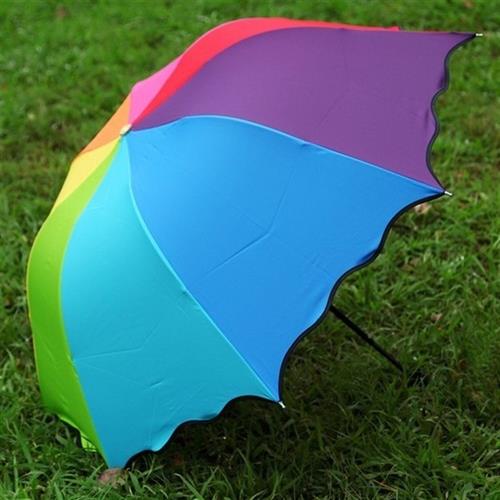 彩虹雨伞三折叠遮阳伞防紫外线女学生晴雨伞两用太阳伞定制广告伞