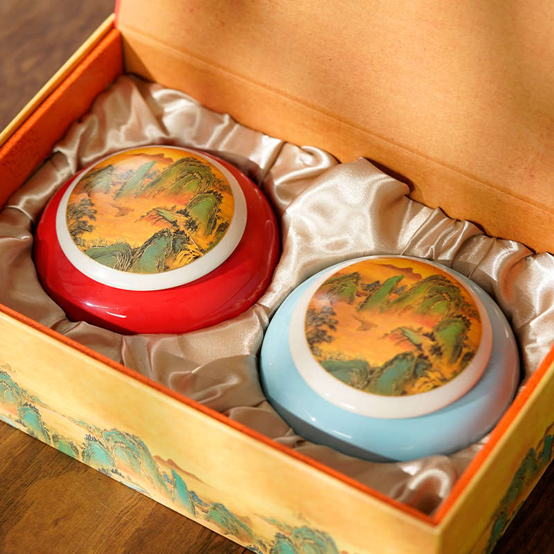 陶瓷茶叶罐精致高档礼盒空盒包装红绿茶家用储存罐密封罐储茶罐子