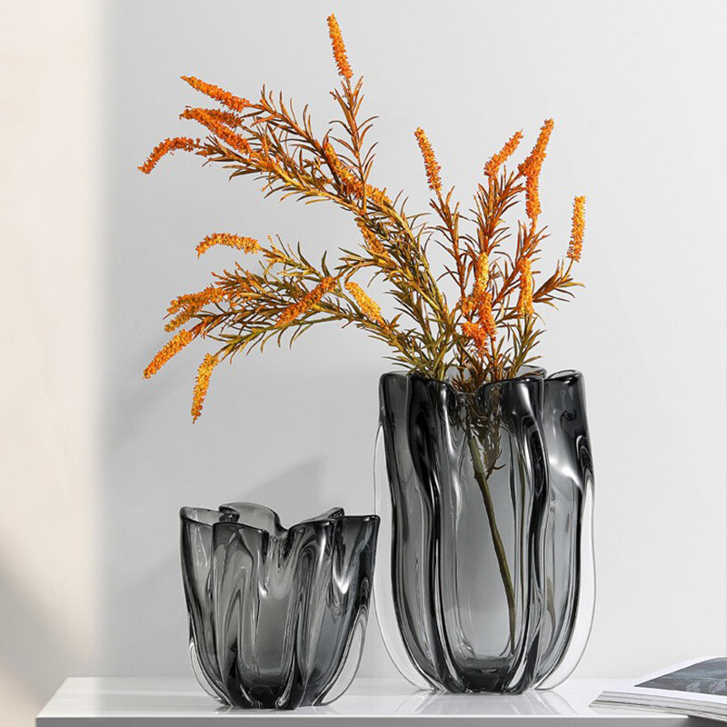 丑物生活创意烟灰透明玻璃花瓶简约插花花器家居桌面装饰组合摆件