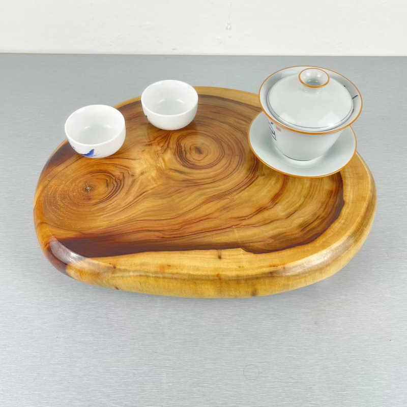 香樟木茶盘盖置干泡台壶承壶拖实木整体茶海茶具茶盖简易中式网红