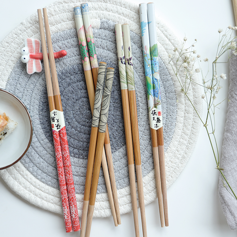 家用天然竹木筷子无漆无蜡防滑分餐筷10双包邮中式家创意健康竹筷