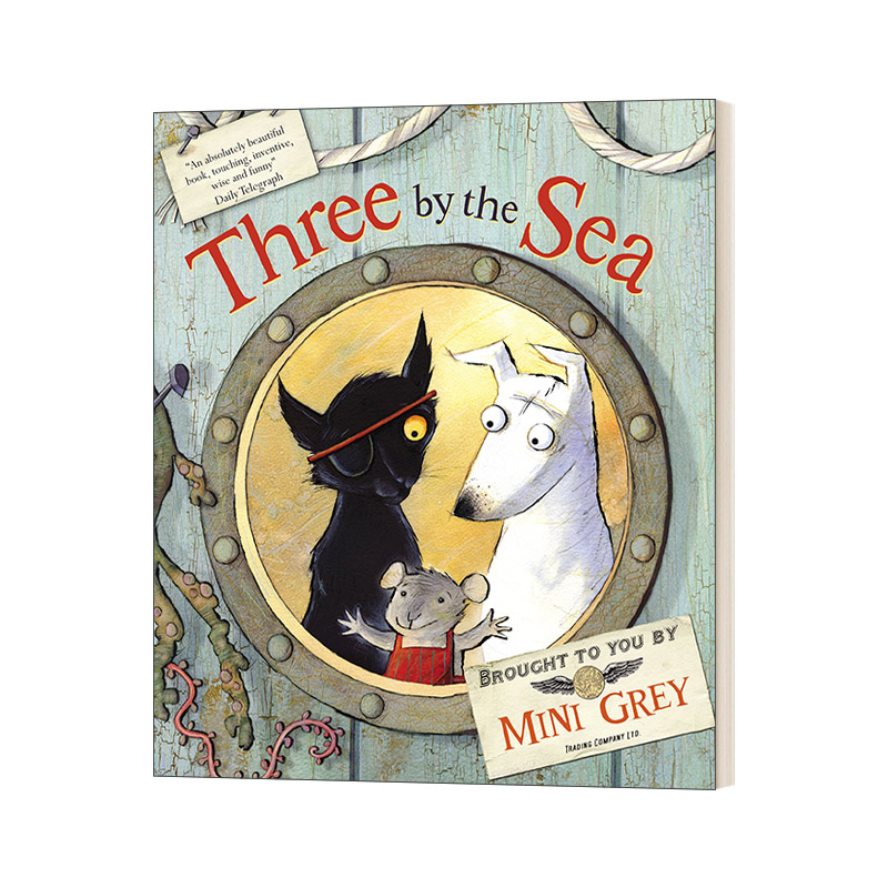 英文原版 Three By the Sea 住在海边的狗猫鼠 米妮·格雷绘本 英文版 进口英语原版书籍
