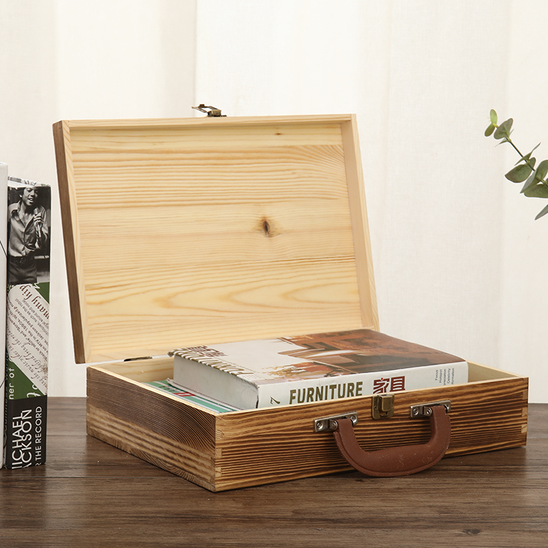 长方形桌面实木收纳盒A4文件证件整理木盒子手提木箱子尺寸可定制