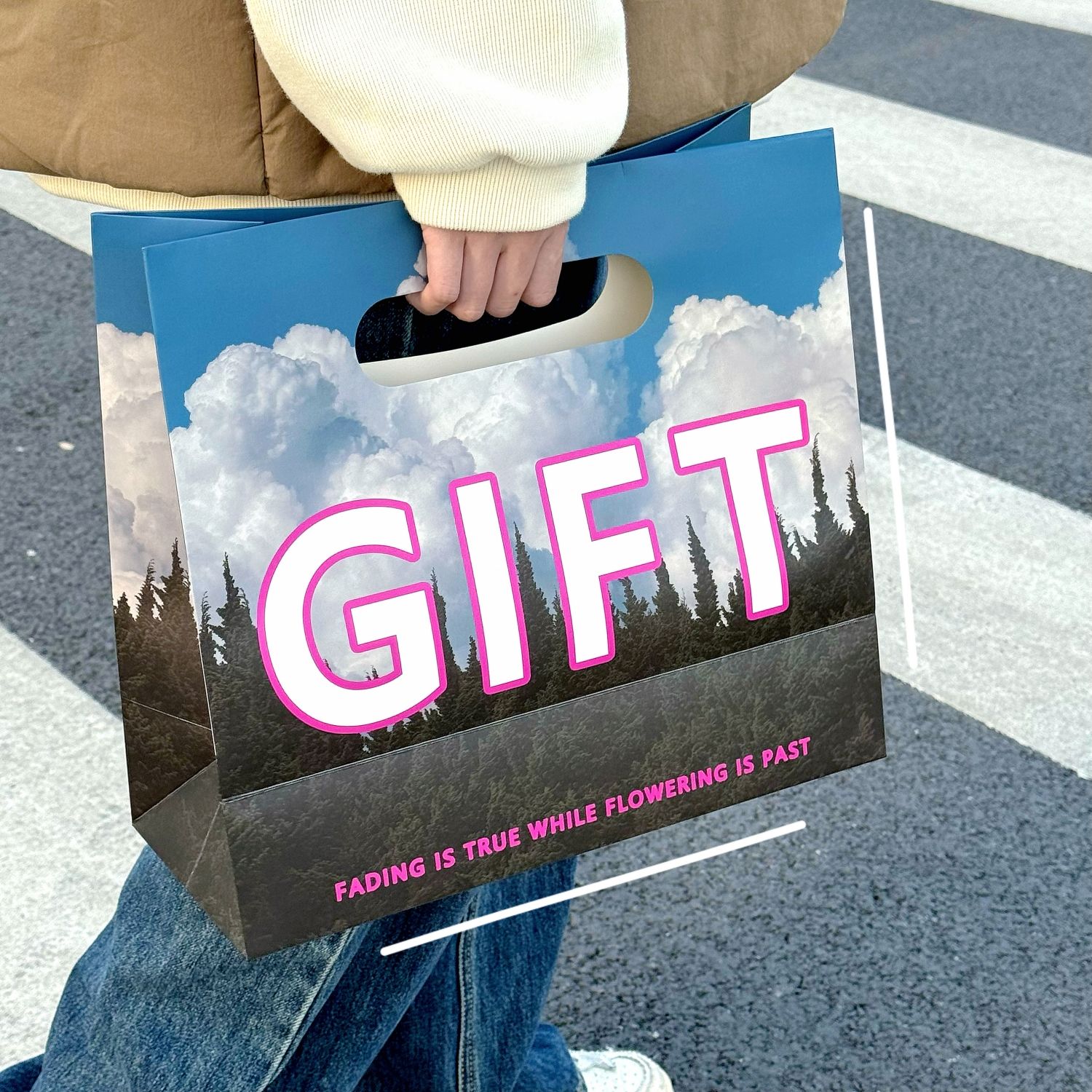 美式礼品袋gift圣诞风景纸袋子手提袋子方形生日礼物高颜值包装袋