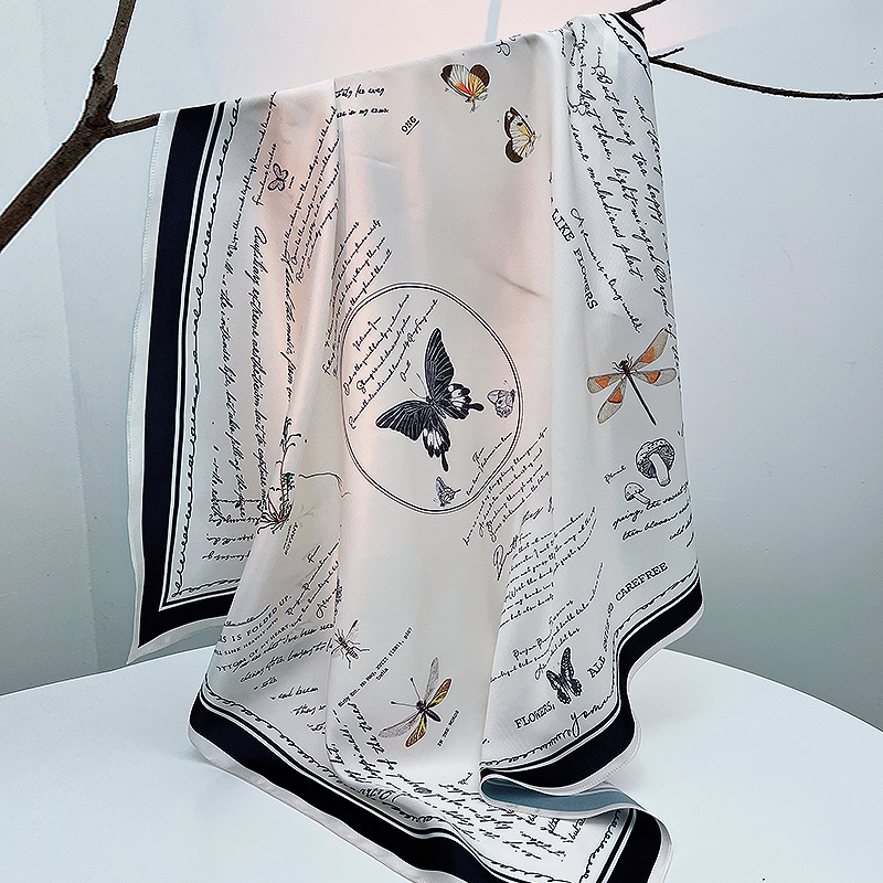 YOMU有目植物昆虫记蝴蝶艺术法式复古丝巾抹胸大方巾披肩防风头巾