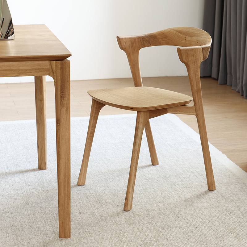 北欧简约现代侘寂表情同款BOK餐椅进口欧洲橡木实木扶手椅|树吱