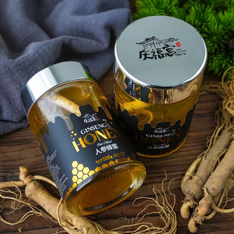 庆福宫人参蜂蜜  产白山特产椴树蜜  波美度43 自然熟蜜 500g/瓶