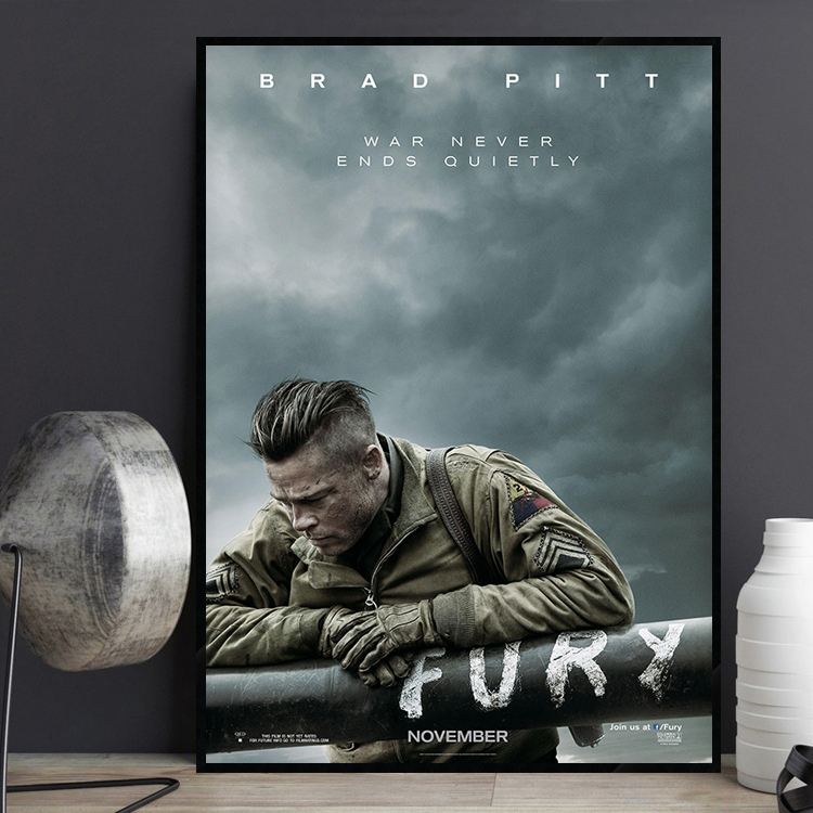 Fury 狂怒 经典电影海报装饰画布拉德皮特二战战争军事题材挂画