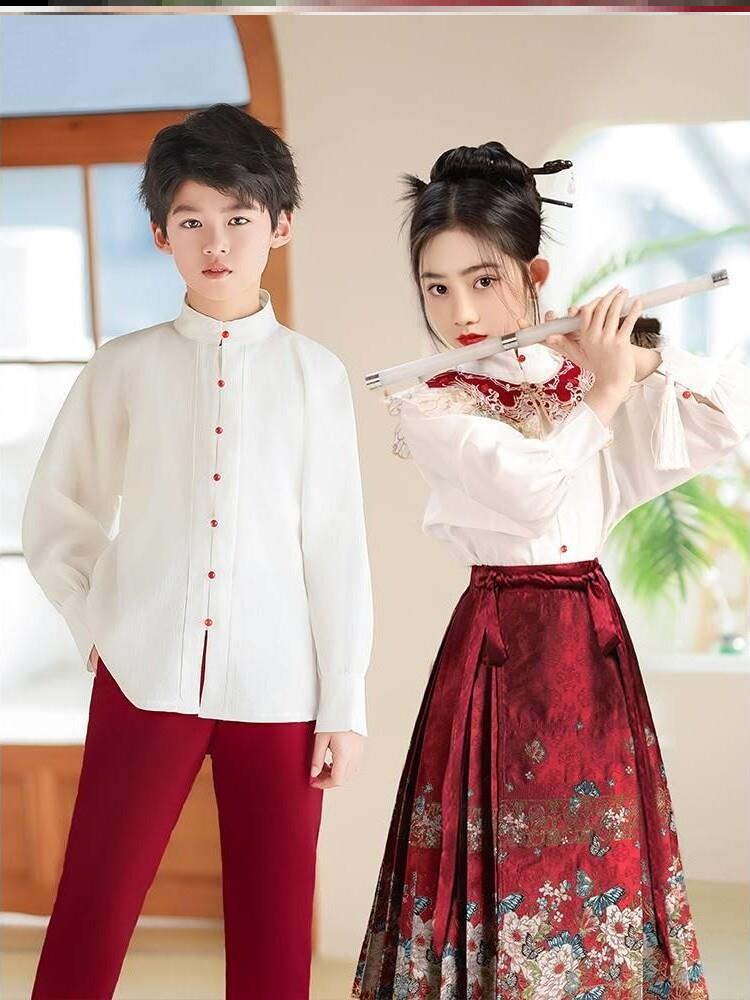 儿童马面裙演出服六一节诗歌朗诵新中式运动会合唱中国风国学汉服