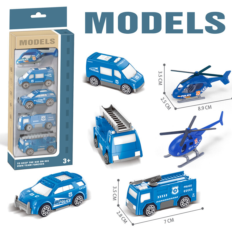 新款儿童模型车卡通赛车军事系列警察套装城市消防滑行车男孩玩具